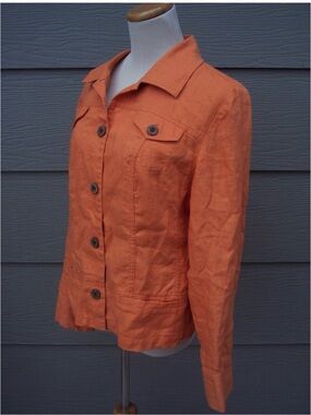 Chico’s 100% Linen Burnt Orange Jacket | Size 1 (US 8)